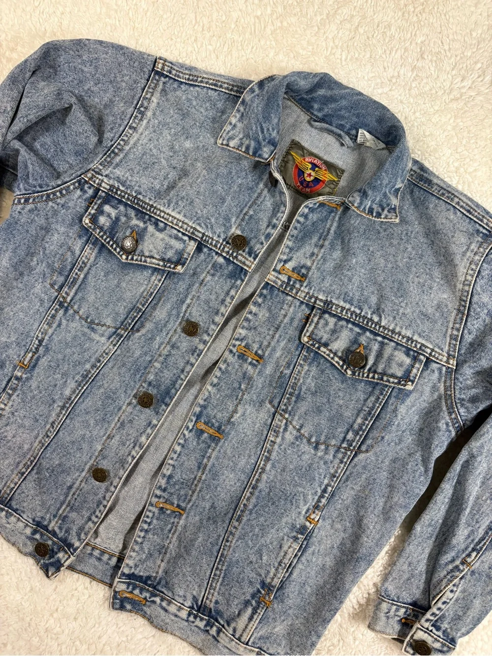 Light Blue Kids Denim Jacket with Chest Pockets - Unbranded
